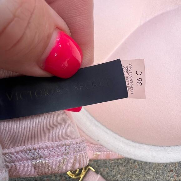 Victoria’s Secret  36C Bombshell Pink Peach Gold Shell Foil Bikini Top - Picture 2 of 6